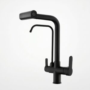 Torneira Gourmet Monocomando com Filtro e Ducha Extensível 360 YS-J9 Preto Fosco